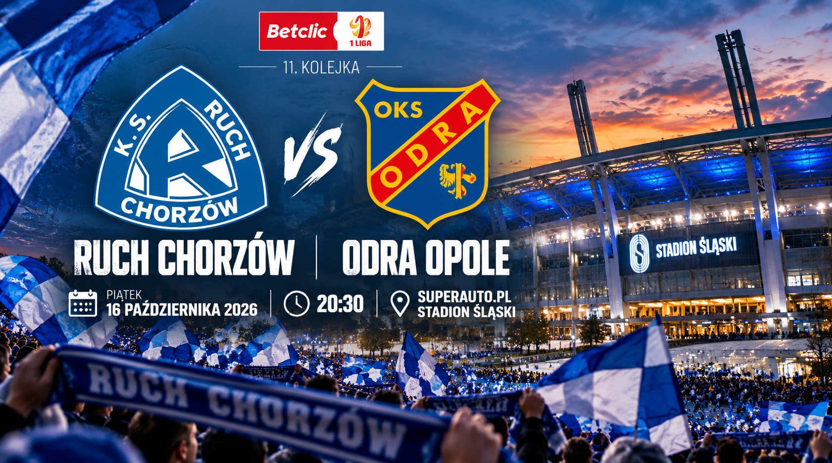 Kibice podczas meczu piłkarskiego na stadionie